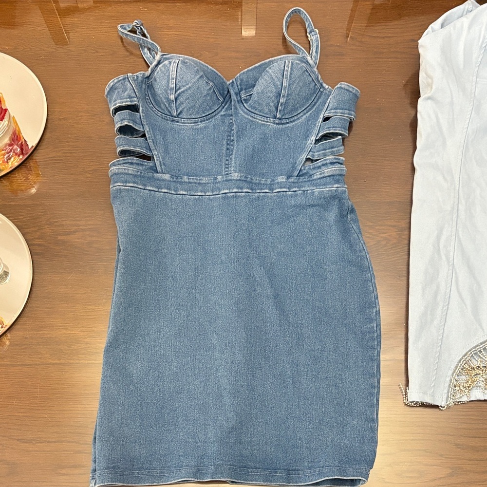 Haute Monde Denim Blue Mini Dress